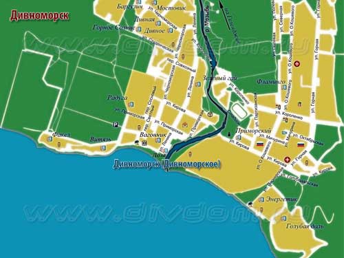 Карта Дивноморска (Дивноморское) с улицами, Дивноморск на карте